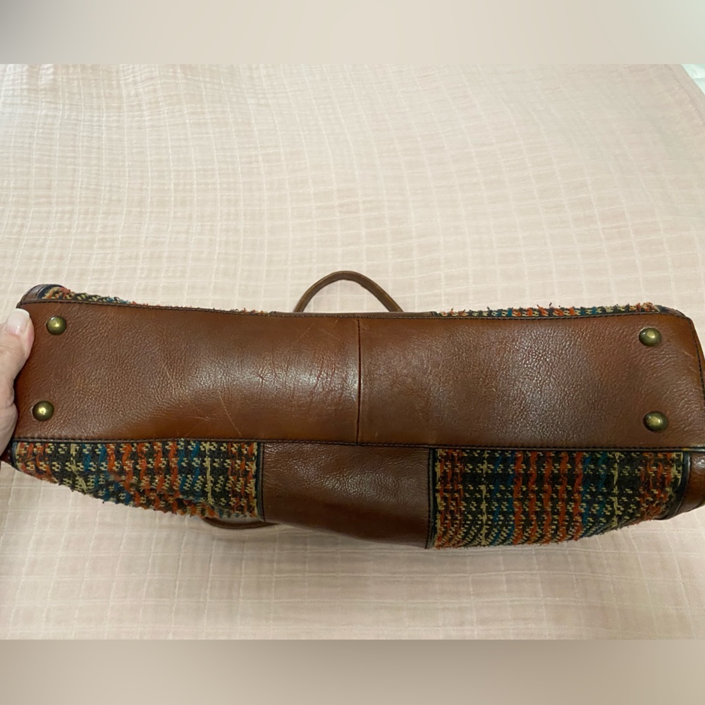 FOSSIL Vintage Reissue Tweed Houndstooth & Leather Weekender - Picture 5 of 11